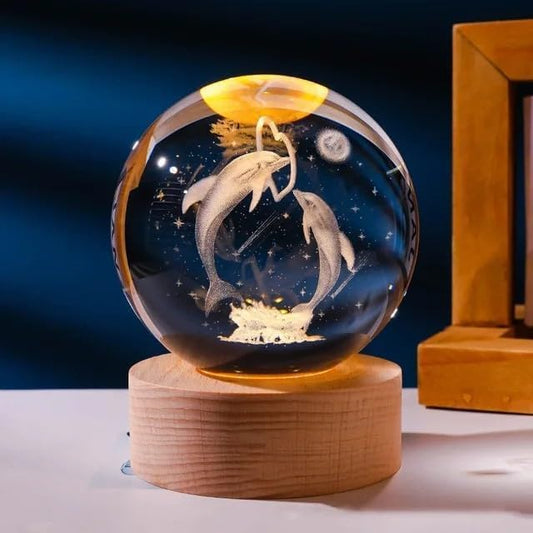 3D Crystal Ball Dolphin Lamp