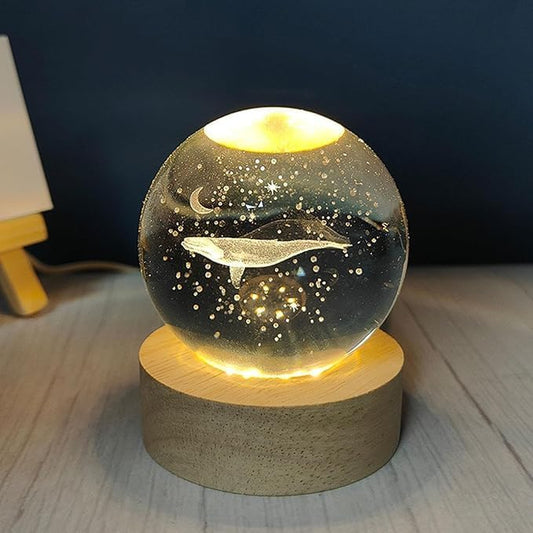 3D Crystal Ball Whale Lamp