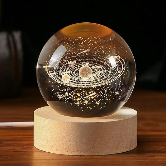 3D Crystal Ball Solar System Lamp